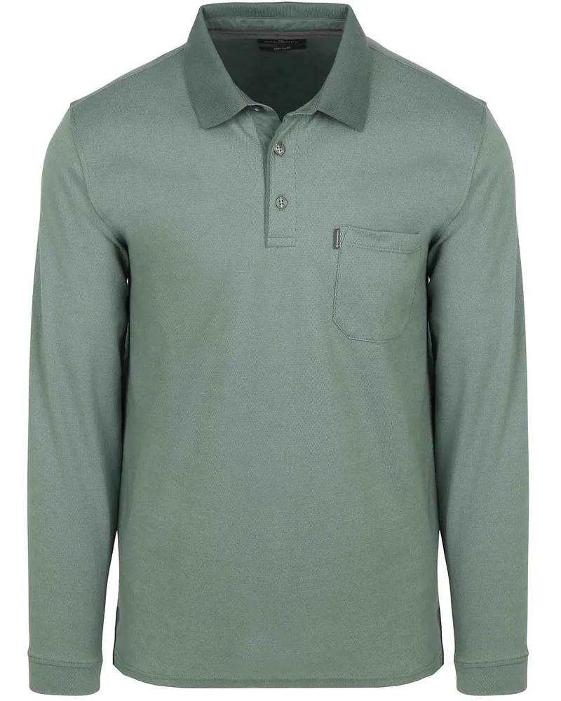 CasaModa Langarm Poloshirt Structure Grün Grün