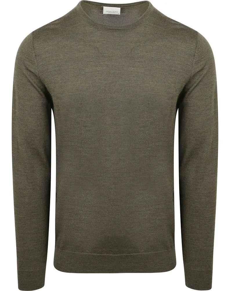 Profuomo Pullover Merinowolle Olive Dunkelgrün