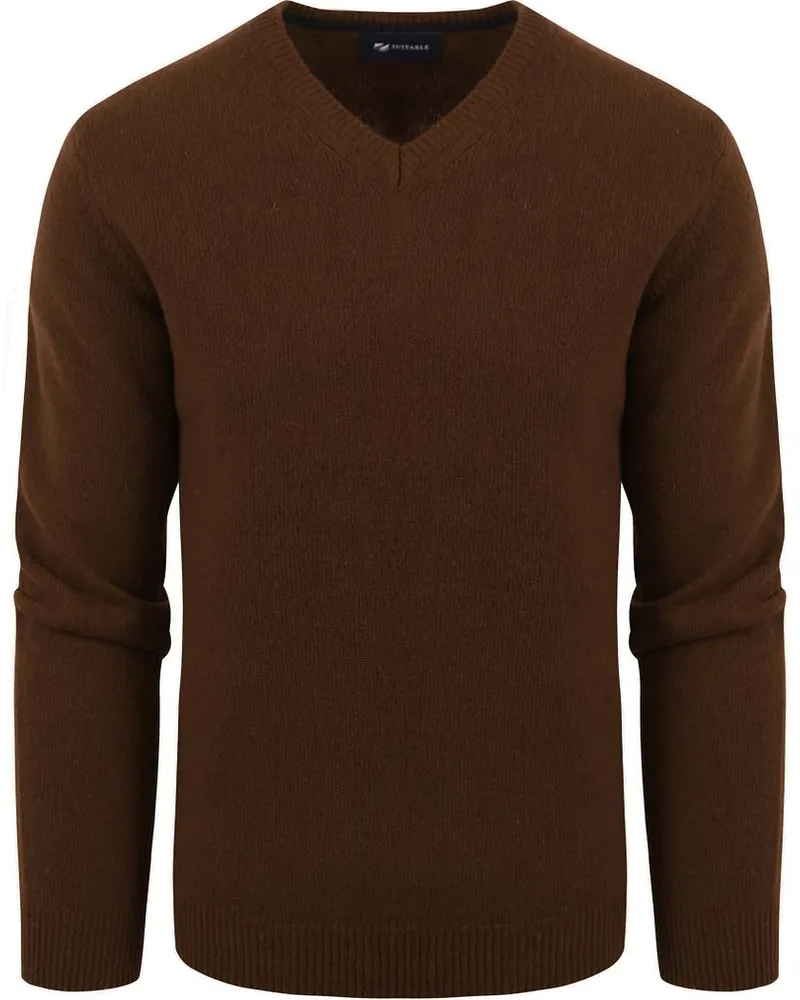 Suitable V-Hals Wollpullover Braun Braun