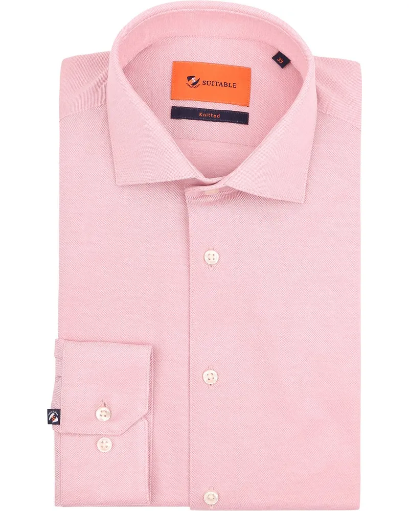 Suitable Hemd Knitted Pique Rosa Pink