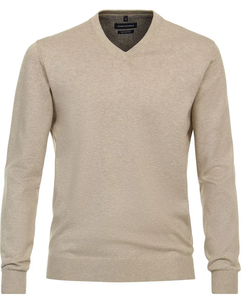 CasaModa Pullover V-Ausschnitt Ecru Wollweiß