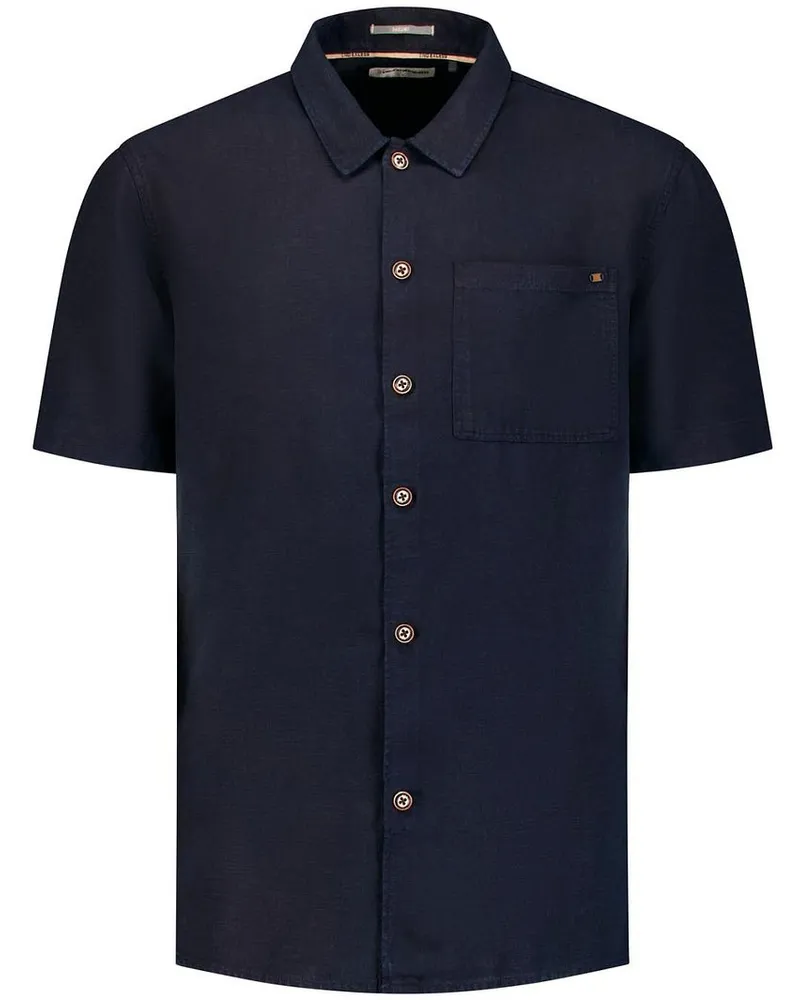 No Excess Kurzarmhemd Leinen-Mix Marine Dunkelblau