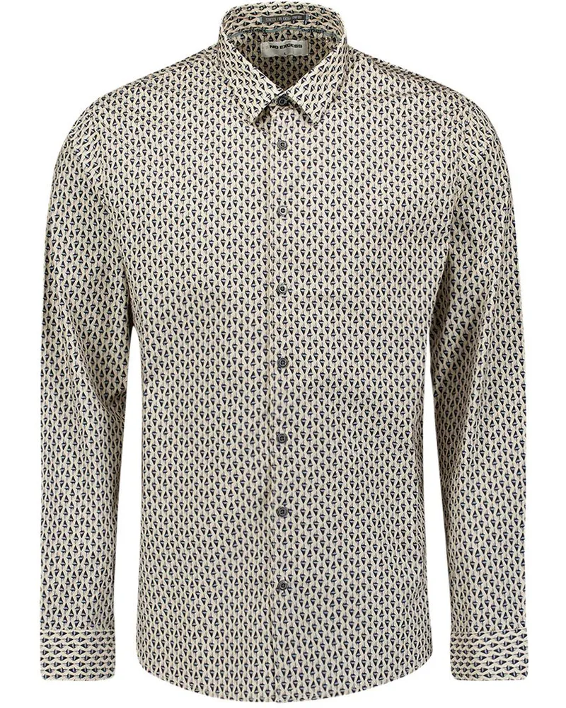 No Excess Hemd mit Musterdruck Multicolour Wollweiß