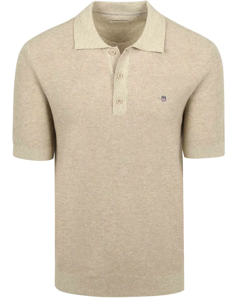Gant Knitted Poloshirt Beige Beige