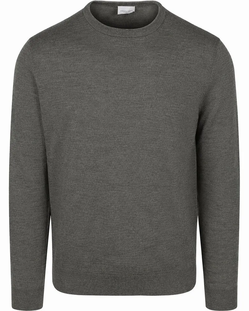 Profuomo Pullover Merinowolle Grau Grün