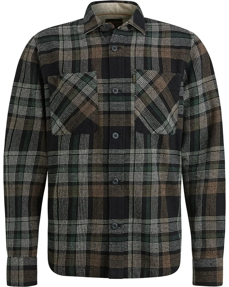 PME Legend Overshirt Kariert Schwarz Grau Schwarz