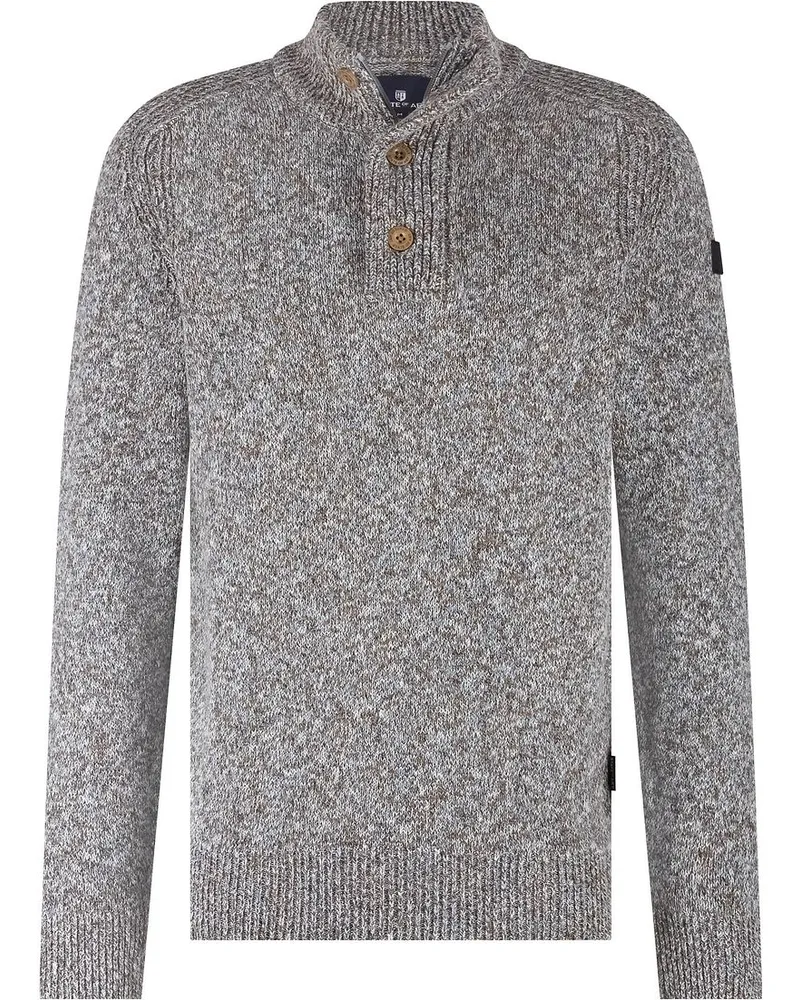 State of Art Mocker Pullover Melange Blau Braun