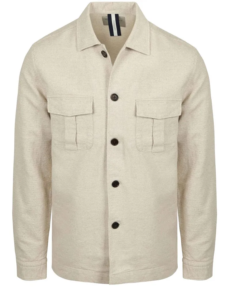 Profuomo Hemdjacke Raw Cotton Linen Ecru Wollweiß