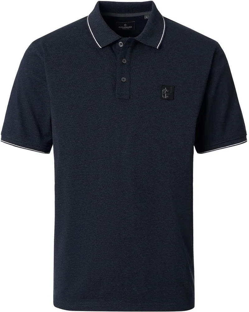 CasaModa Polo Jersey Tipping Navy Dunkelblau