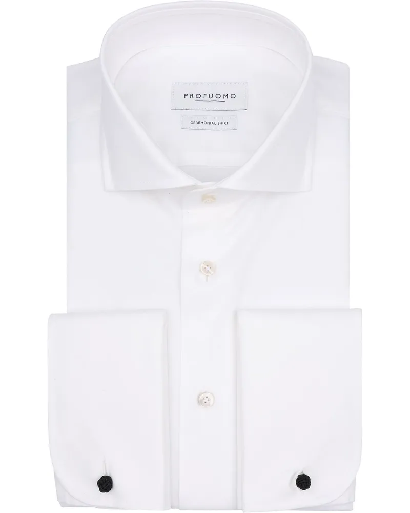 Profuomo Hemd Cutaway Doppel Manschette Off White Wollweiß