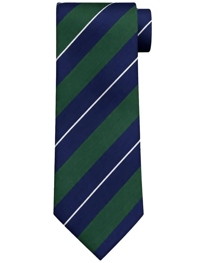 Suitable Krawatte Seide Triple Stripe Dunkelgrün Dunkelgrün