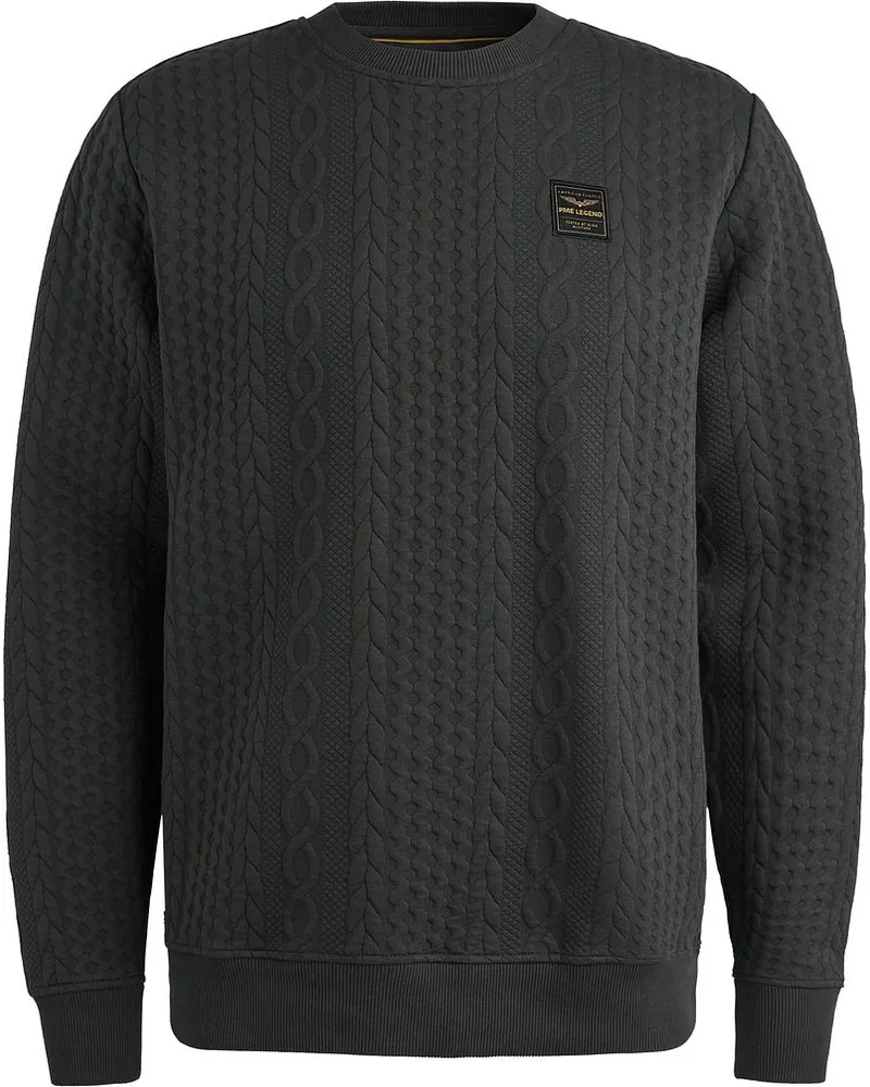 PME Legend Jacquard Structure Pullover Anthrazit Grau