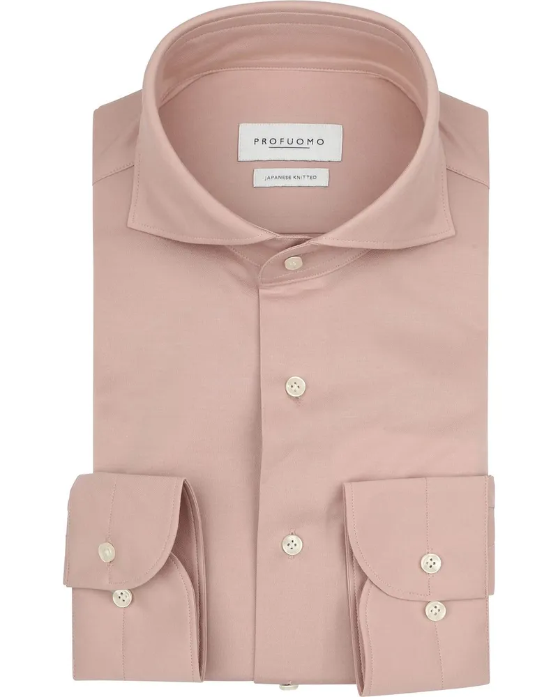 Profuomo Japanese Knitted Hemd Dark Pink Pink