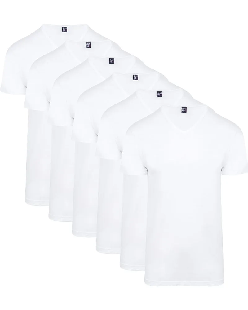 Alan Red T-Shirt V-Ausschnitt Vermont 6er-Pack Weiß