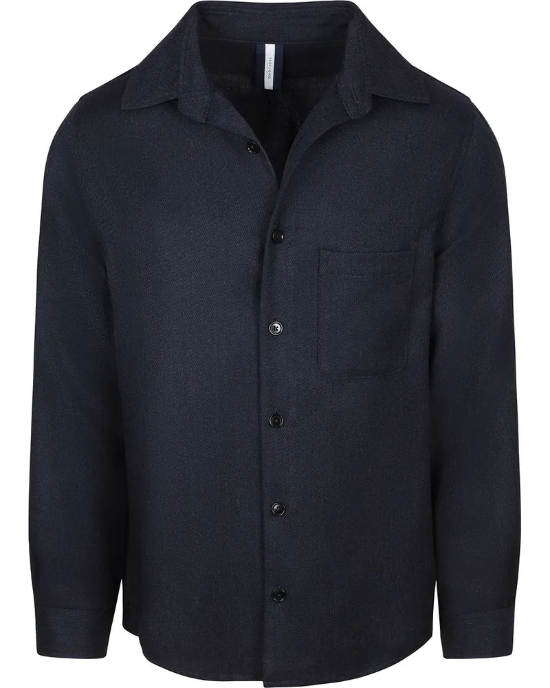 Profuomo Hemdjacke Wolle Mouliné Marine Dunkelblau