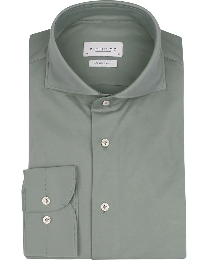 Profuomo Japanese Knitted Hemd Grün Grün