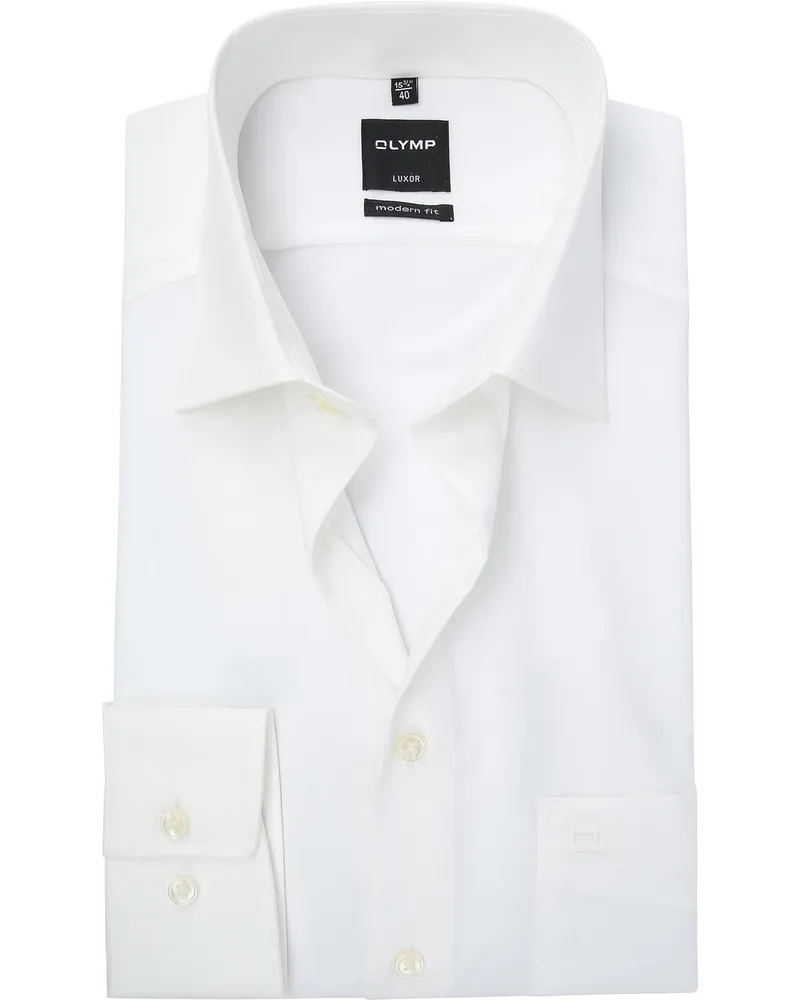 Olymp Luxor Hemd Gebrochenes Weiß Modern Fit Wollweiß