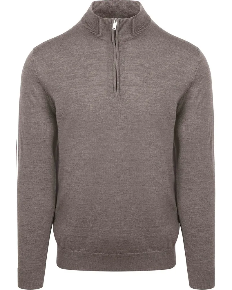 Profuomo Half Zip Pullover Merinowolle Taupe Taupe