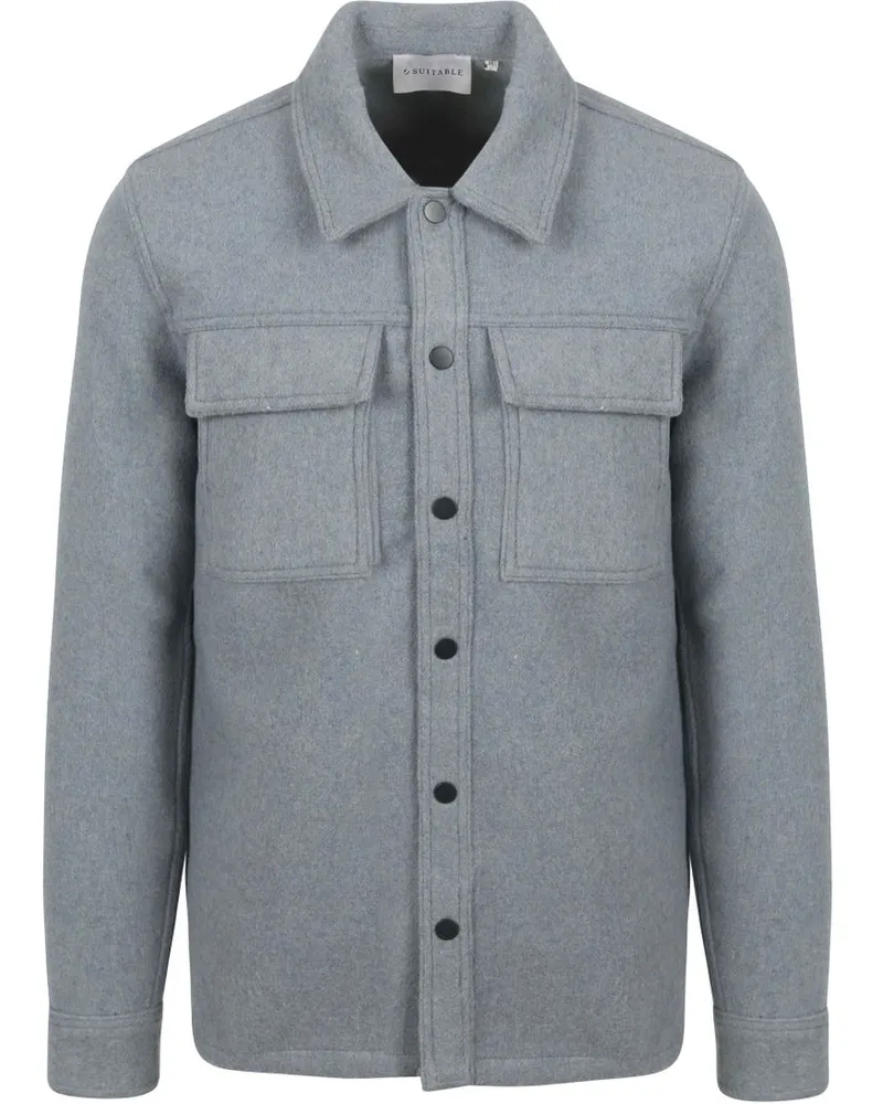 Suitable Overshirt Wool Blend Blau Hellblau