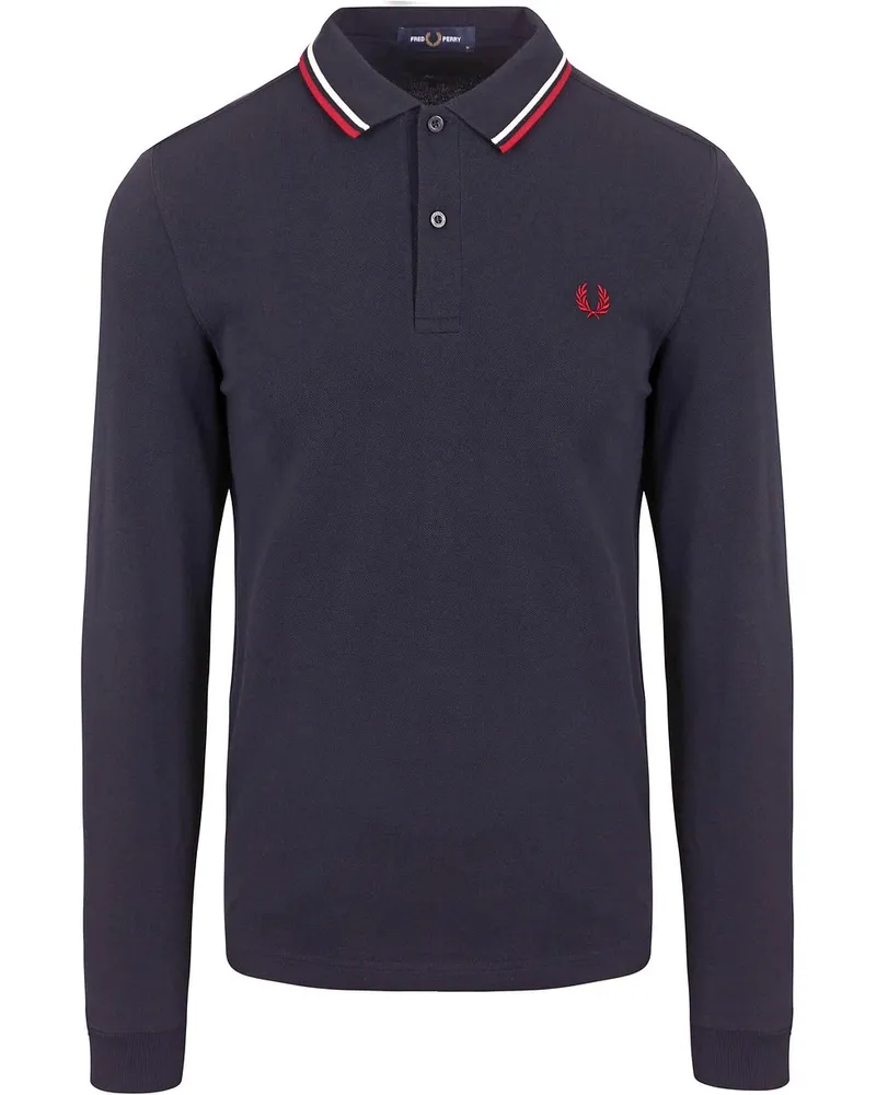 Fred Perry Langarm-Poloshirt Navy T55 Dunkelblau