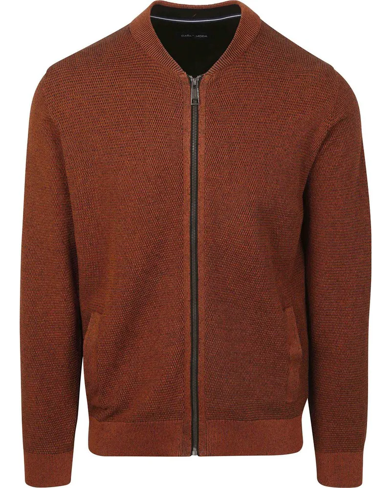 CasaModa Strickjacke Zip Structure Brique Orange