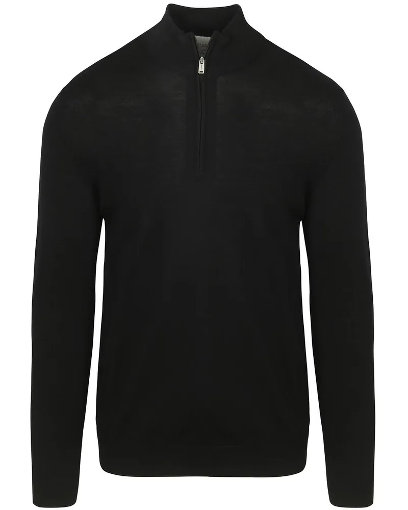 Profuomo Half Zip Pullover Merinowolle Schwarz Schwarz