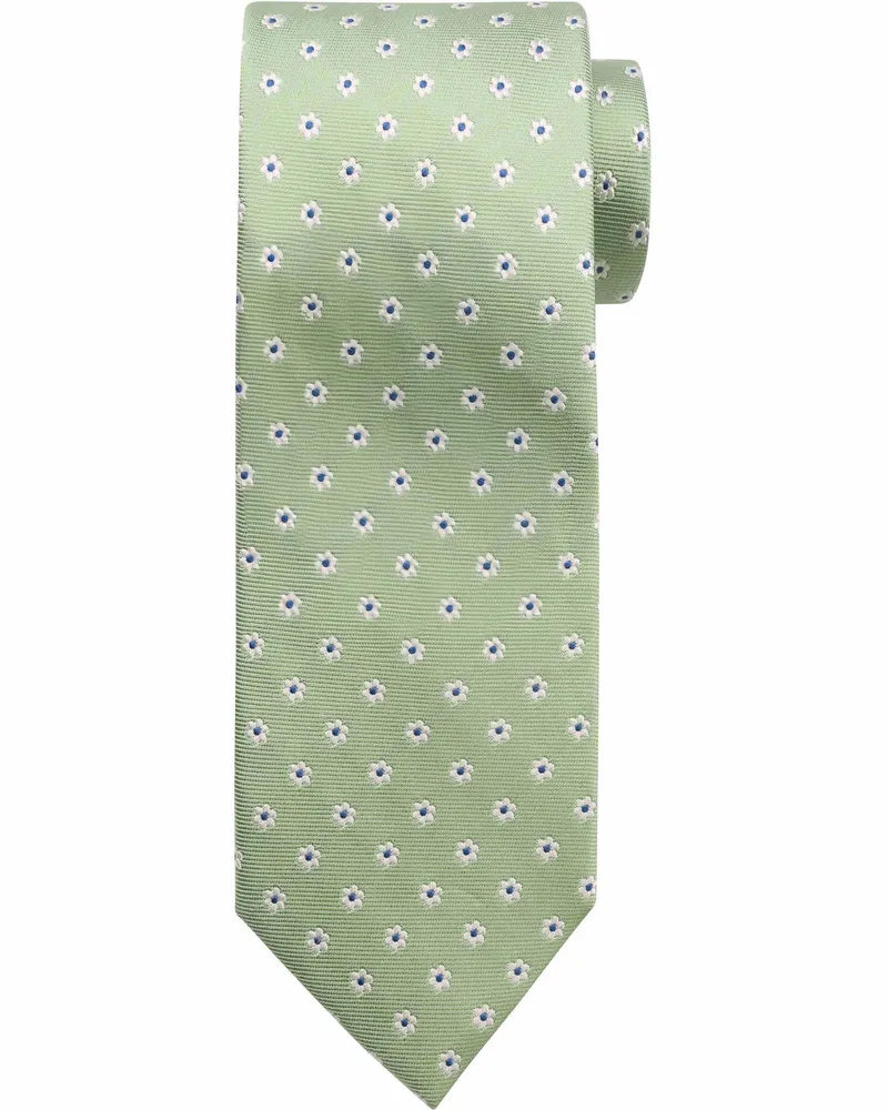 Suitable Krawatte Seide Mini Blumen Grün Grün