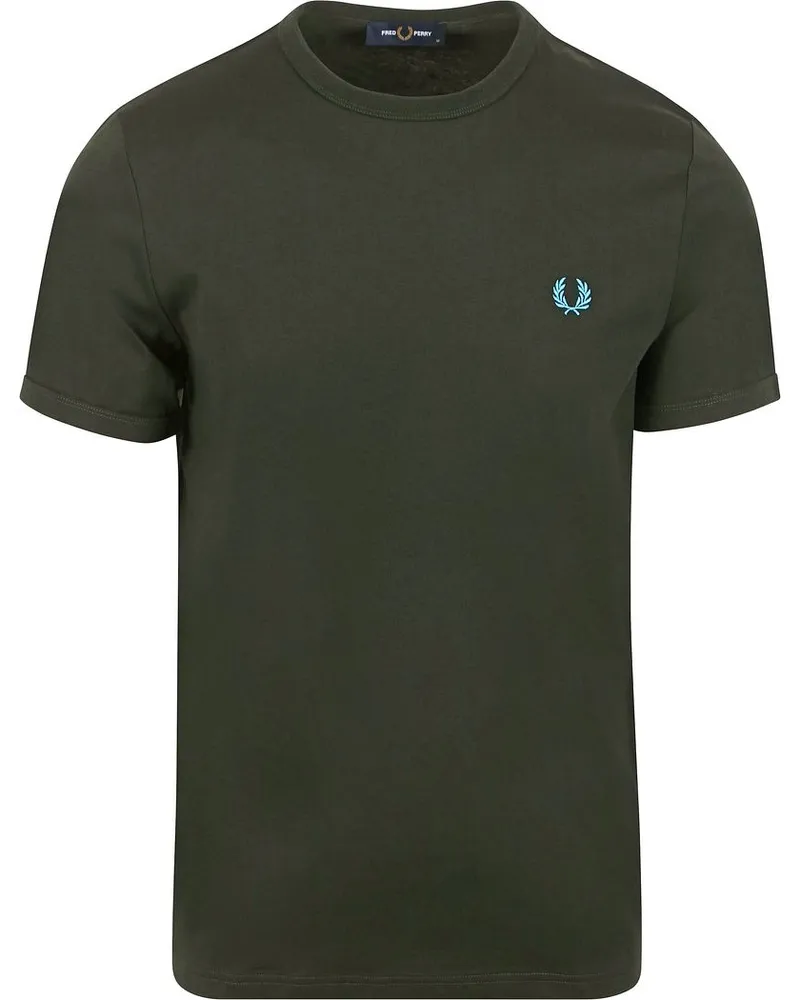 Fred Perry Ringer T-Shirt Grün X89 Dunkelgrün