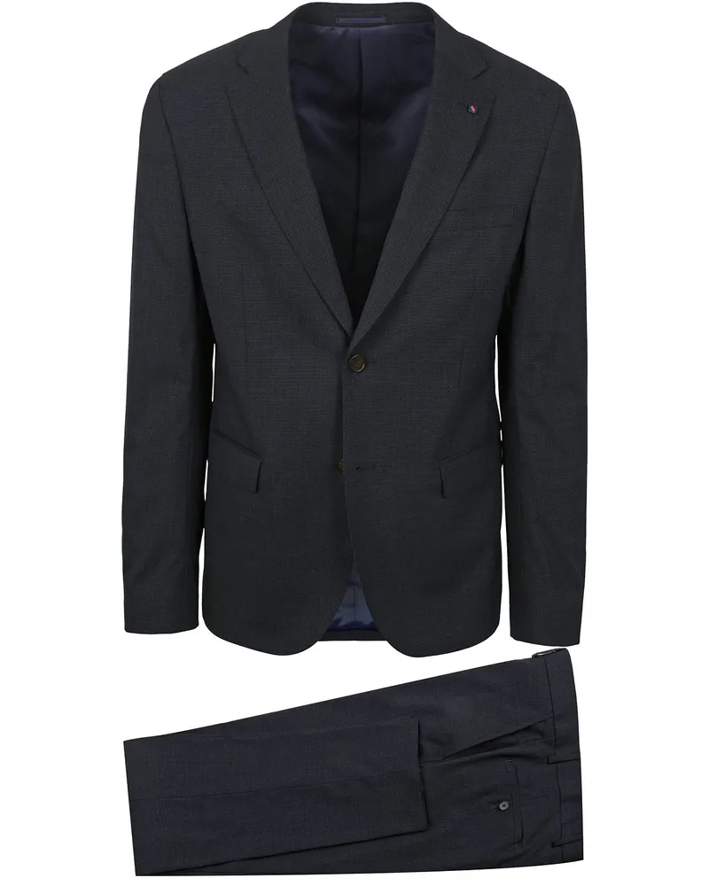 Suitable Strato Pied De Poule Suit Wool Navy Dunkelblau