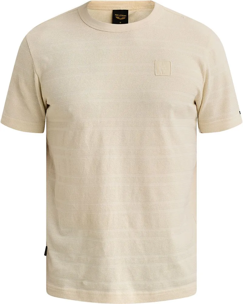 PME Legend Knitted Waffle T-Shirt Bone White Wollweiß