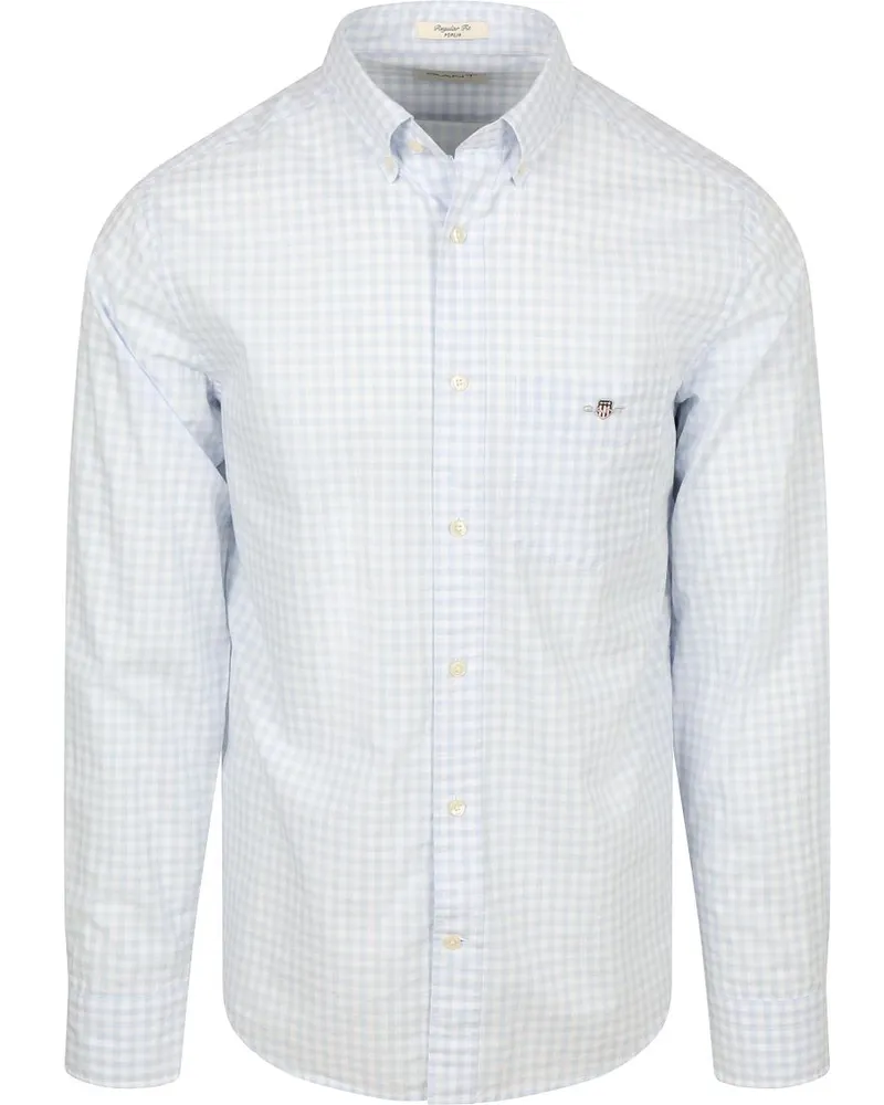 Gant Hemd Gingham Poplin College Hellblau Hellblau