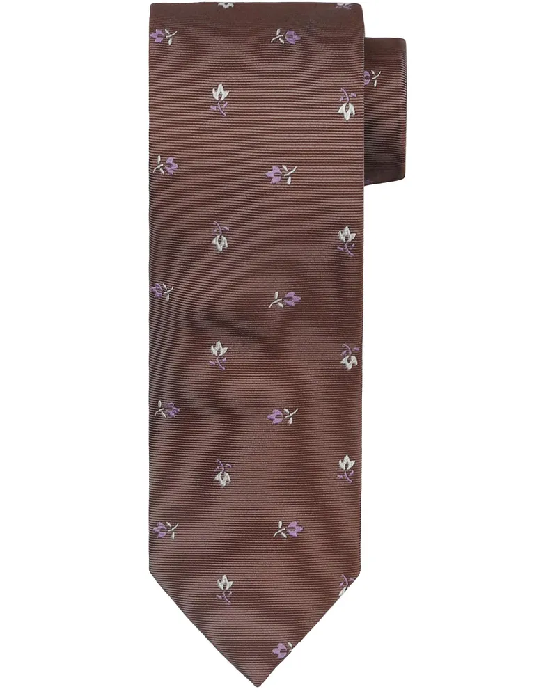 Suitable Krawatte Seide Blumen Braun Braun
