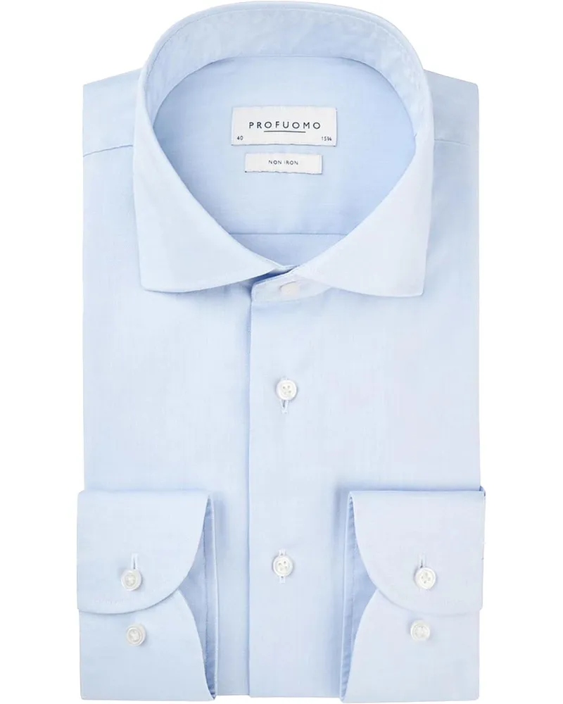 Profuomo Hemd Extra Lange Ärmel Cutaway Light Blue Hellblau