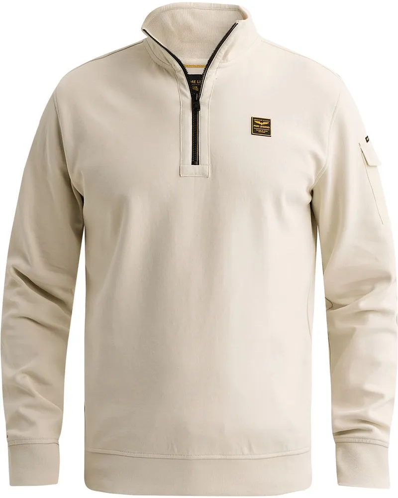 PME Legend Half Zip Sweater Bone White Wollweiß