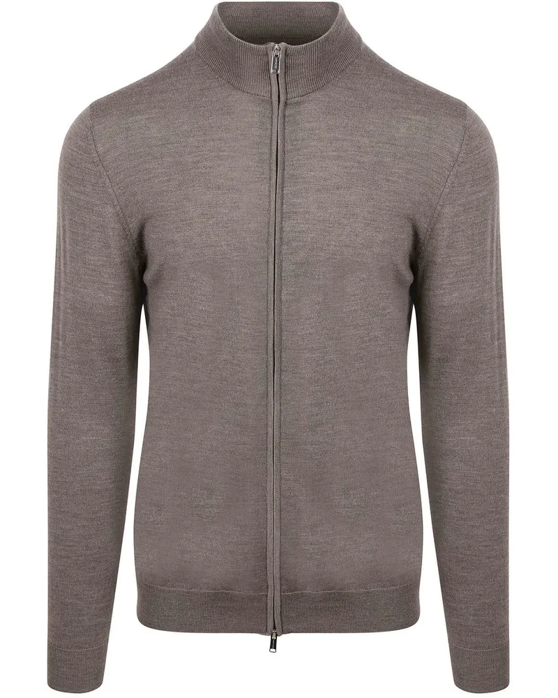 Profuomo Strickjacke Merinowolle Taupe Braun