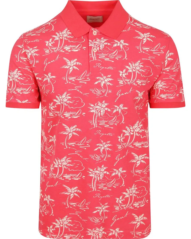 Gant Poloshirt Palm Druck Watermelon Pink