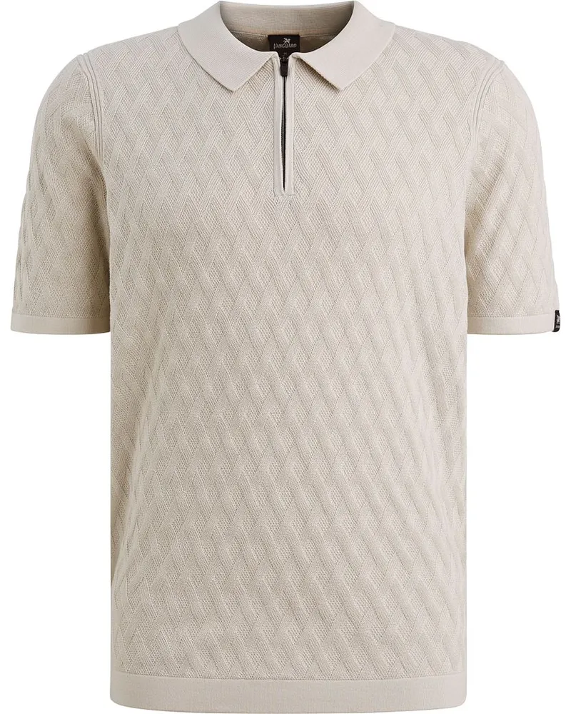 Vanguard Knitted Polo Half-Zip Ecru Beige