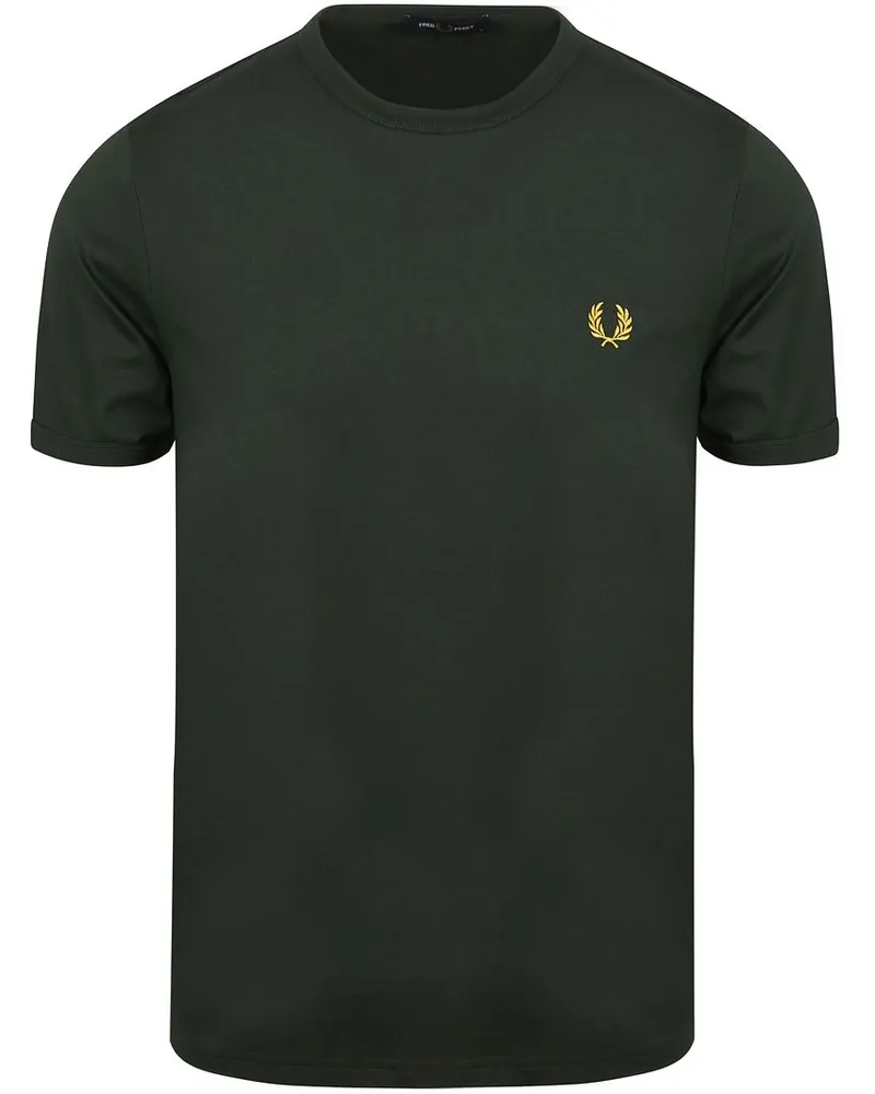 Fred Perry Ringer T-Shirt Grün X89 Dunkelgrün