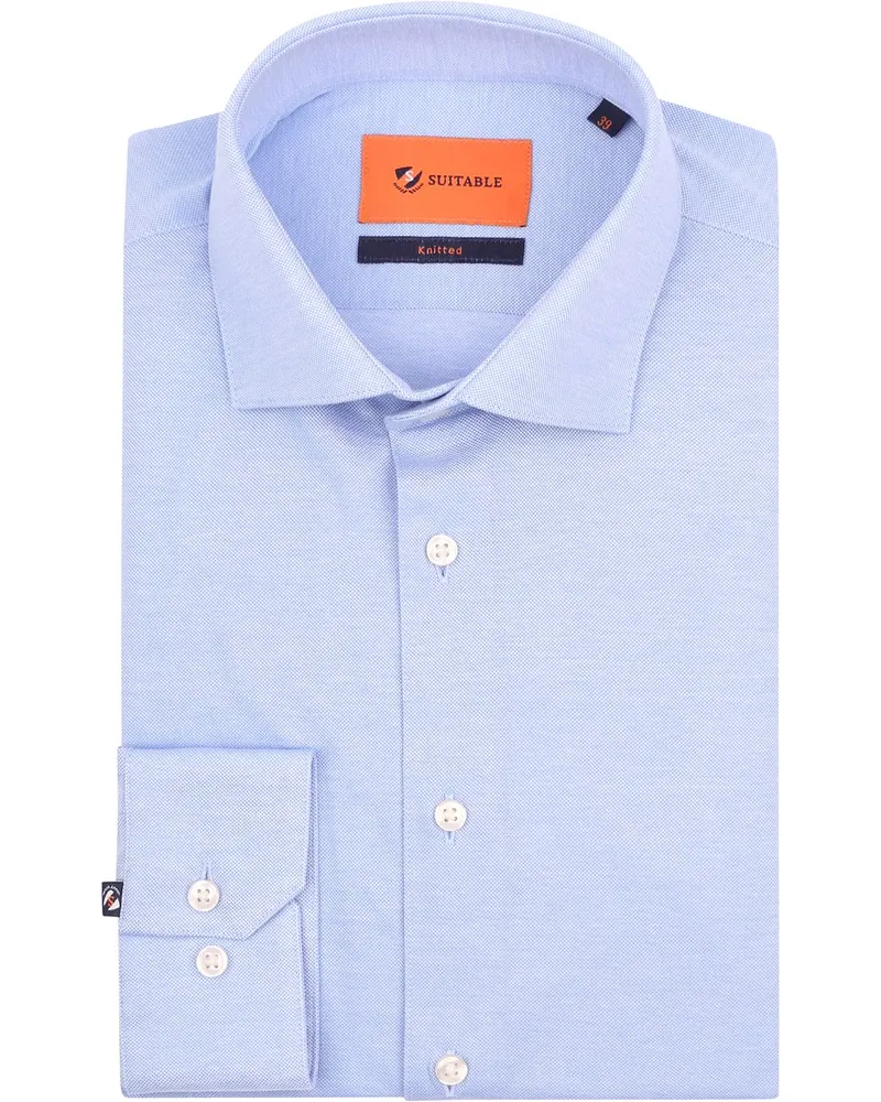Suitable Hemd Knitted Piqué Hellblau Hellblau