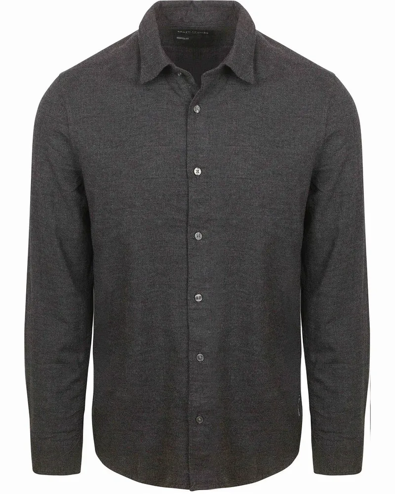 Marc O'Polo Hemd Flanell Druck Anthrazit Grau