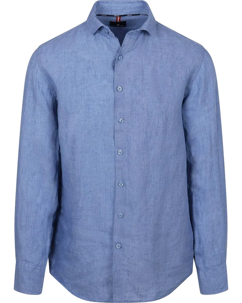 State of Art Hemd Leinen Mittelblau Blau