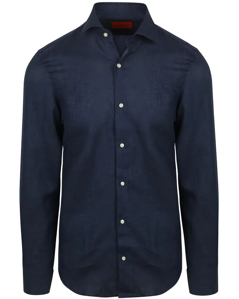 Suitable Hemd Leinen Navy Dunkelblau