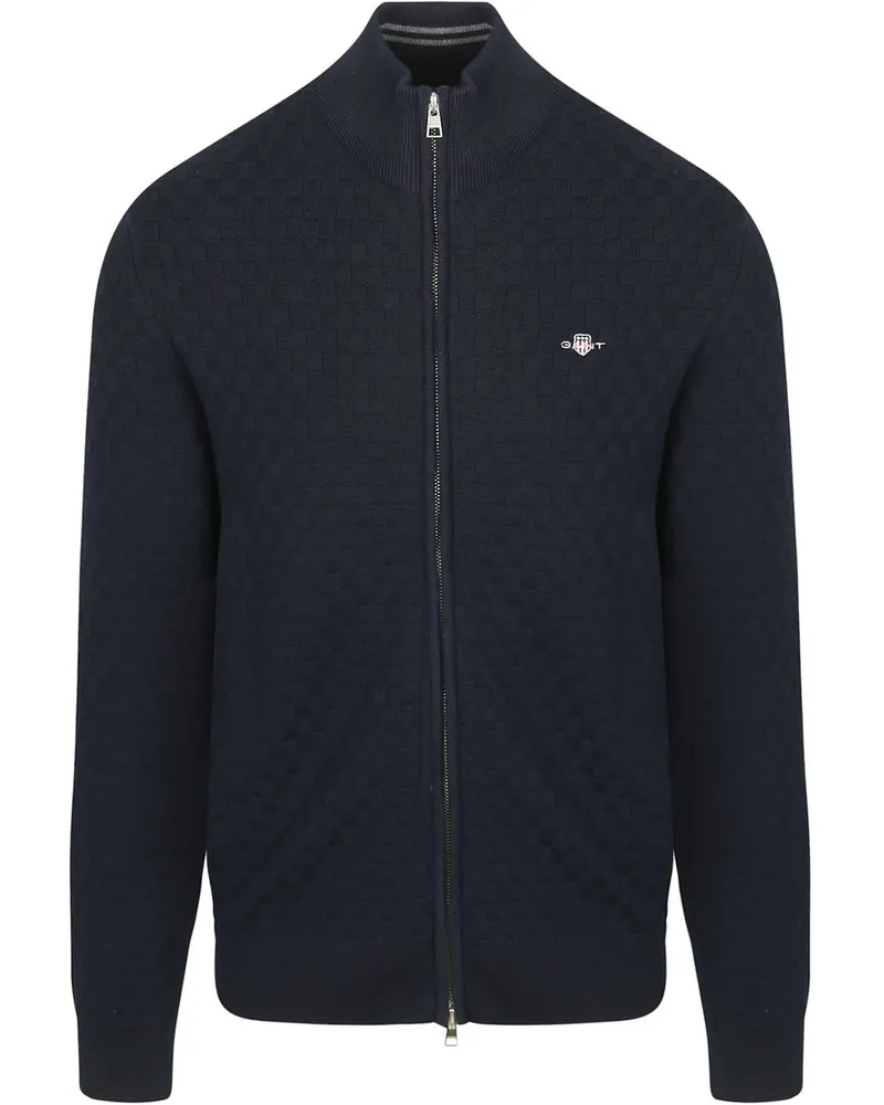 Gant Strickjacke Textur Marine Dunkelblau