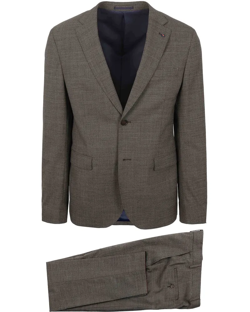 Suitable Strato Pied De Poule Suit Wool Ember Gold Braun