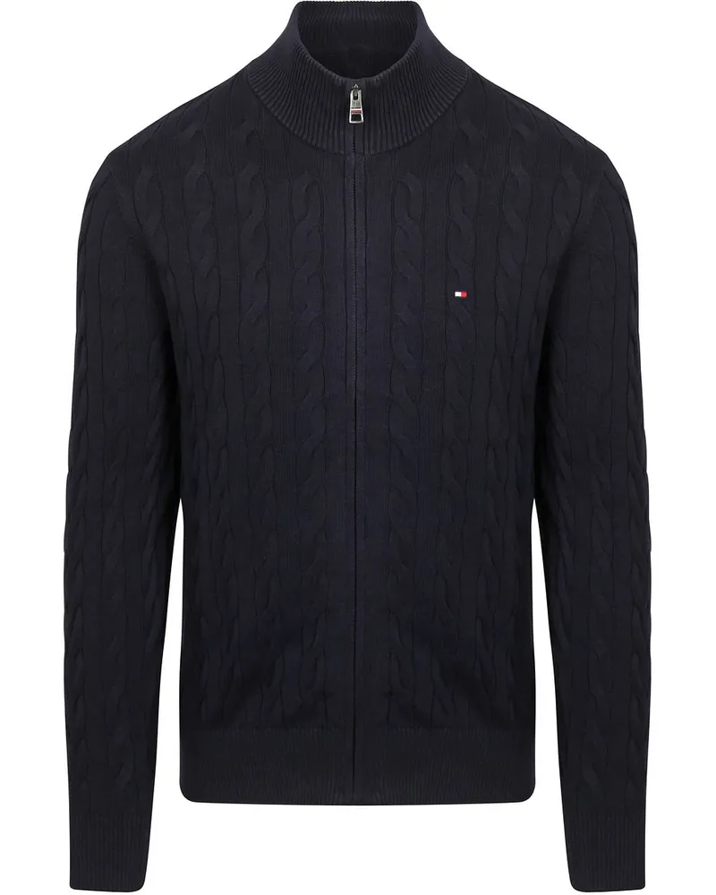 Tommy Hilfiger Strickjacke Zip Cable Navy Dunkelblau