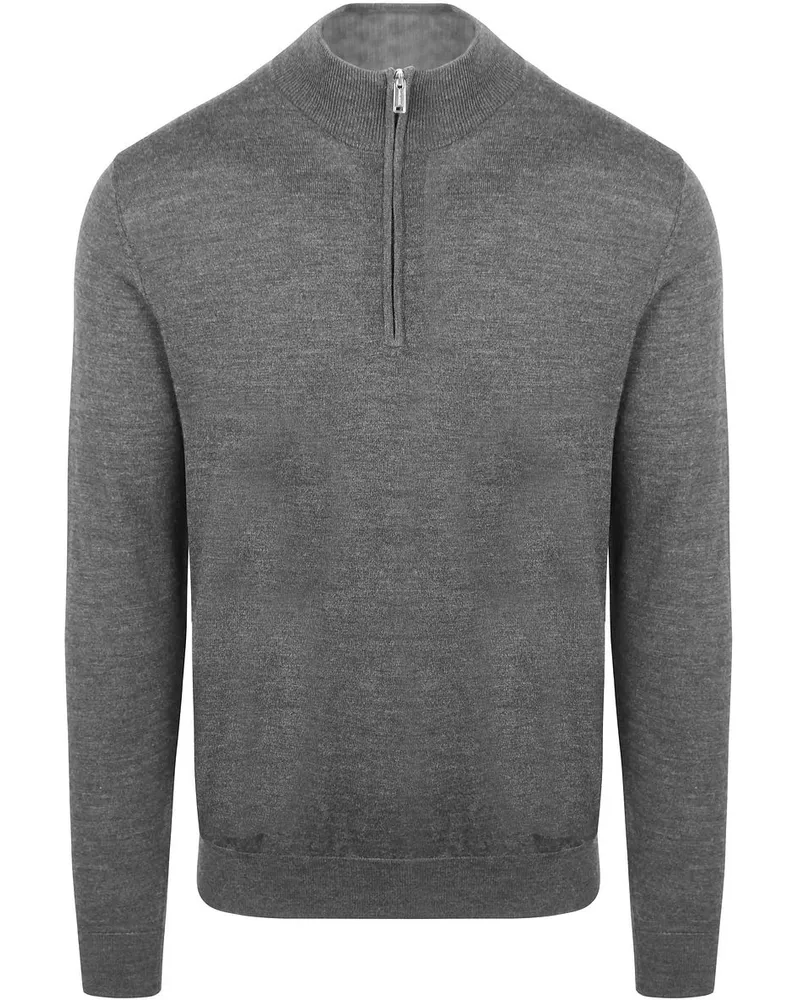 Profuomo Half Zip Pullover Merinowolle Grau Grau