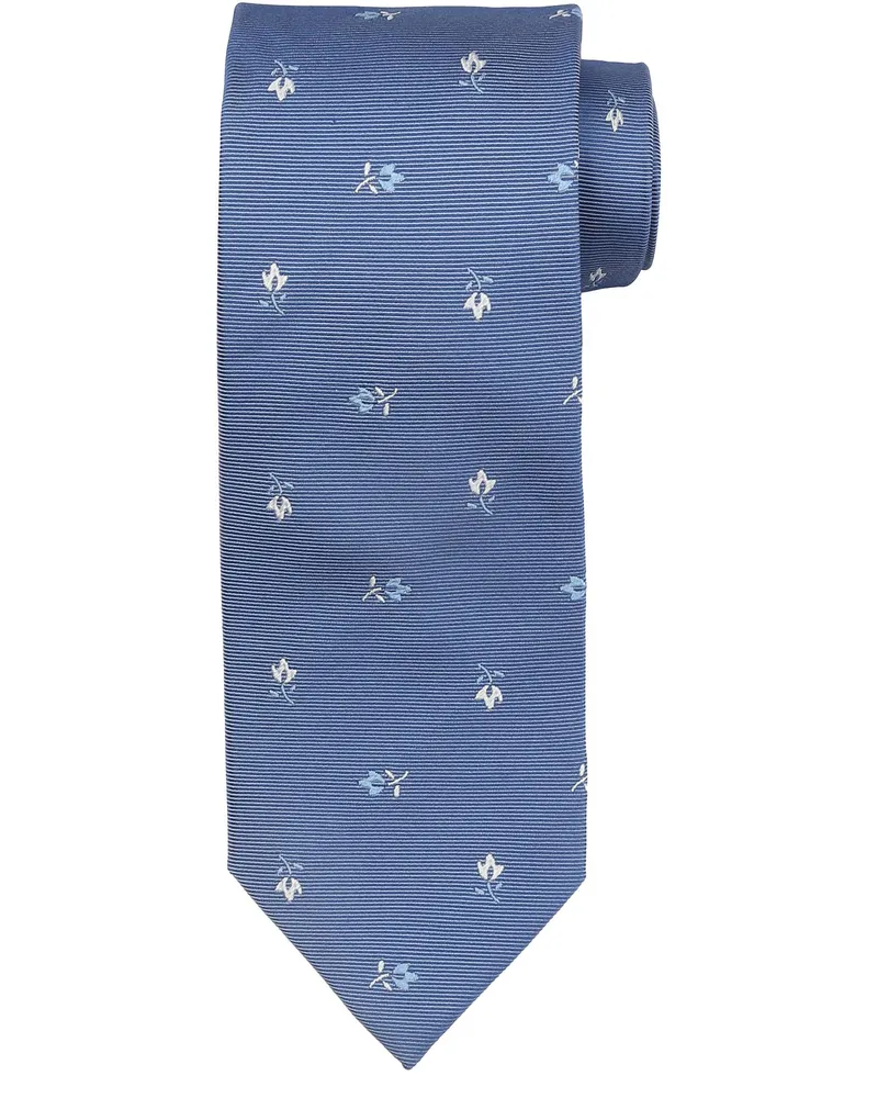 Suitable Krawatte Seide Blumen Blau Blau