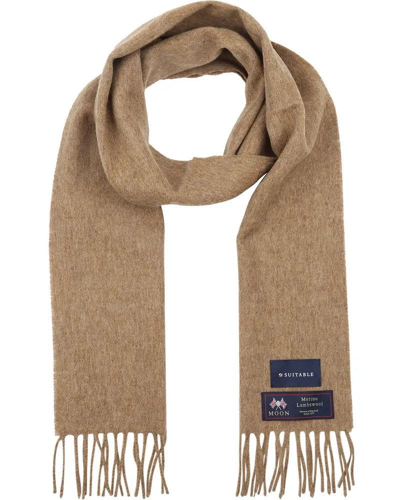 Suitable Geeigneter Herrenschal Kariert Merino Beige Beige