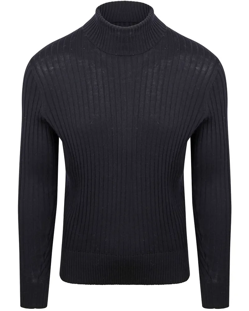 Suitable Rollkragenpullover Merinowolle Dunkelblau Rippstrick Dunkelblau