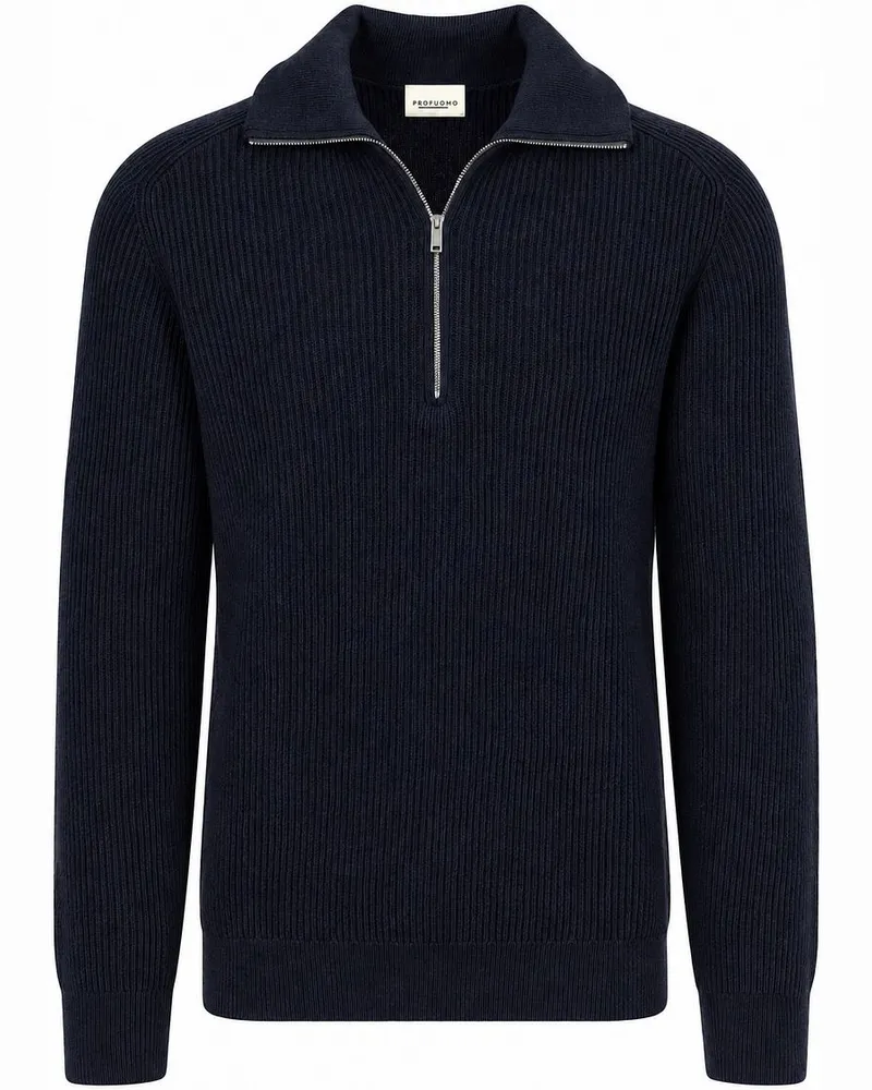 Profuomo Half Zip Pullover Wool Navy Dunkelblau